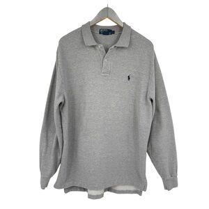 Polo Ralph Lauren Fleece Lined Polo Shirt Mens Size Large Gray Long Sleeve